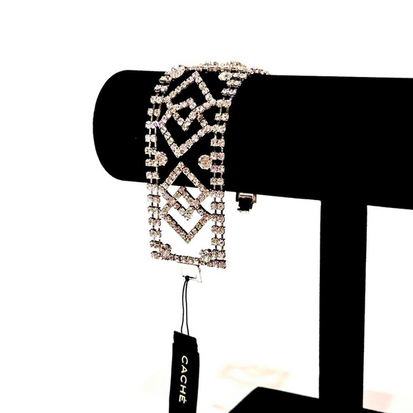 🌟 LAST ONE! 🌟 | CACHE Fancy Silver Wide CZ Delicate Party Bracelet | NWT $78 - Picture 2 of 16